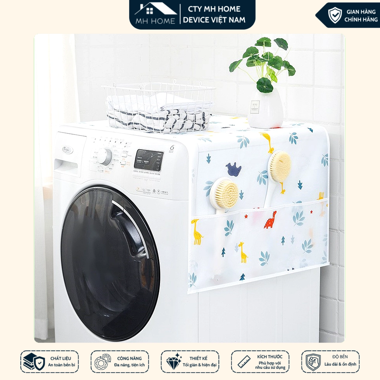 Combo 2 Tấm Phủ Nóc Tủ Lạnh Chống Bụi Có Túi Đựng Đồ Đa Năng Trang Trí Nhà Bếp Tiện Lợi